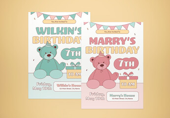 Birthday Boy and Girl Invitation Layout - Powered by Adobe