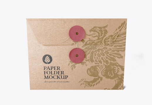 Kraft Folder with String Mockup