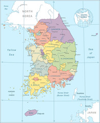 Map of South Korea - highly detailed vector illustration