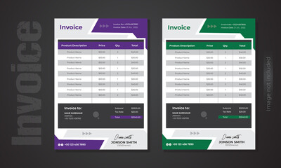 Modern geometric business invoice template.