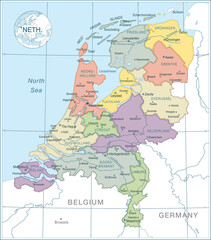 Map of Netherlands - highly detailed vector illustration