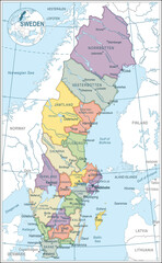 Fototapeta na wymiar Map of Sweden - highly detailed vector illustration