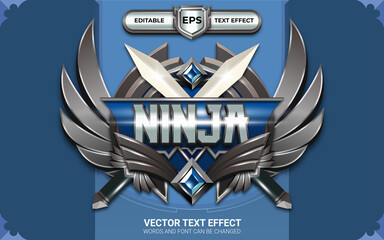 Ninja Badge with Editable Text Effect and Game Themed © Work 19 Studio