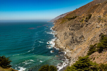 View of Pacific Coast Cliffs on Highway One California State Route 1 Ragged Point