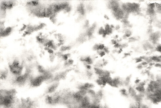 Black And White Grunge Texture. Soft Color Transitions. Shibory Style Or Tie Dye Textile Design Background. 