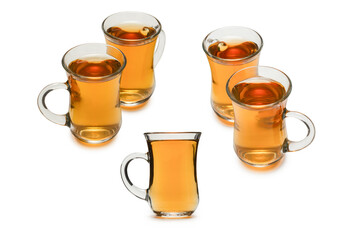A turkish glass of tea isolated on white background.