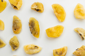Dried passion fruit isolated on a white background.