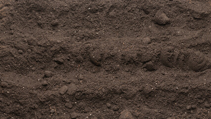 Black land for plant background. Top view.