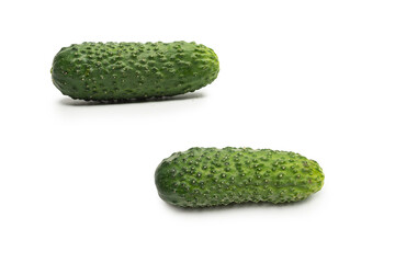 Fresh green cucomber isolated on white background.