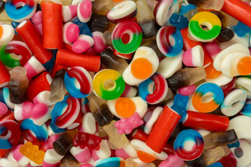 Tasty mix of jelly colorful candies.