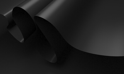 Abstract background with black wavy folded paper