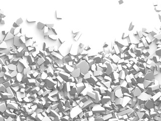 Pile of shattered white stone pieces