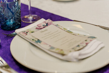 Wedding menu detail