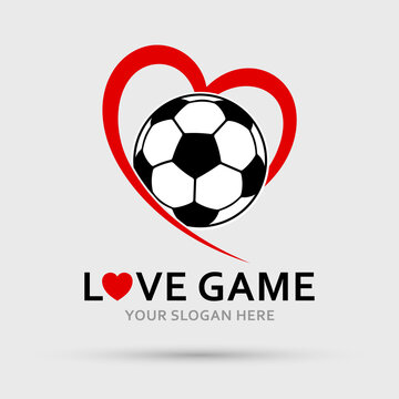 Soccer Football Logo. Love game. Heart and Ball. Vector illustration