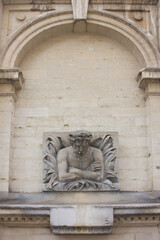 Stone fountain in Old Town of Brussels, Belgium