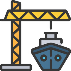 Crane With Boat Icon