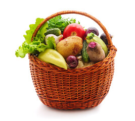 Basket with fresh vegetables.