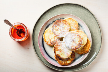 Cottage cheese pancakes.