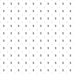Square seamless background pattern from geometric shapes are different sizes and opacity. The pattern is evenly filled with small black number three symbols. Vector illustration on white background
