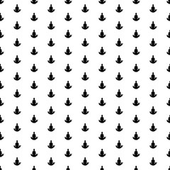 Square seamless background pattern from geometric shapes. The pattern is evenly filled with big black yoga symbols. Vector illustration on white background