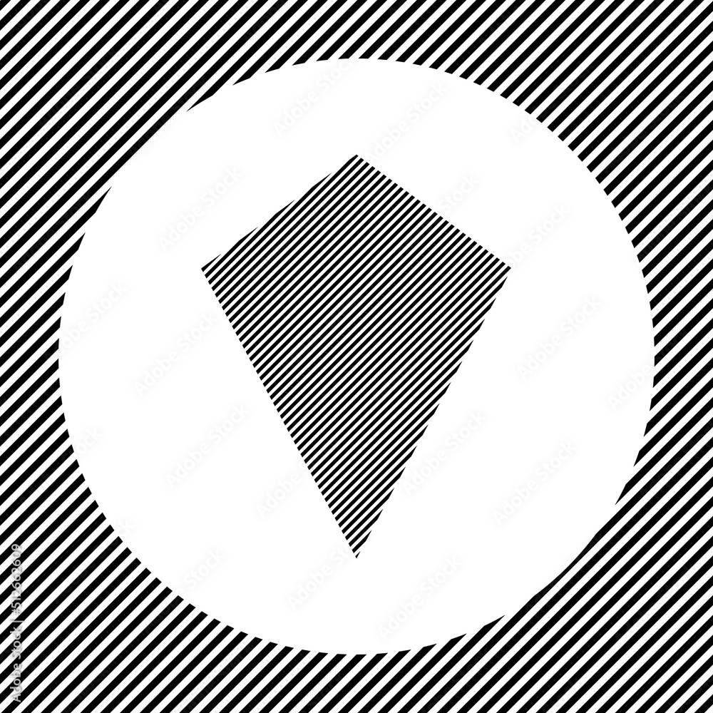 Poster a large kite symbol in the center as a hatch of black lines on a white circle. interlaced effect. se