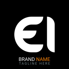 Ei Letter Logo design. black background.