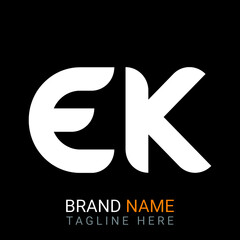 Ek Letter Logo design. black background.