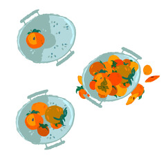 image of a persimmons in a plate on a white background