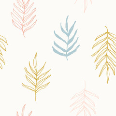 Seamless hand drawn leaves pattern