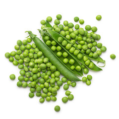 Fototapeta na wymiar fresh green peas on a white isolated background