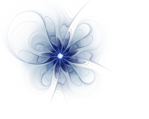 Abstract fractal blue flower on white background