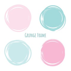 Circle brush stroke, hand drawn paint frame for design logo, banner, card