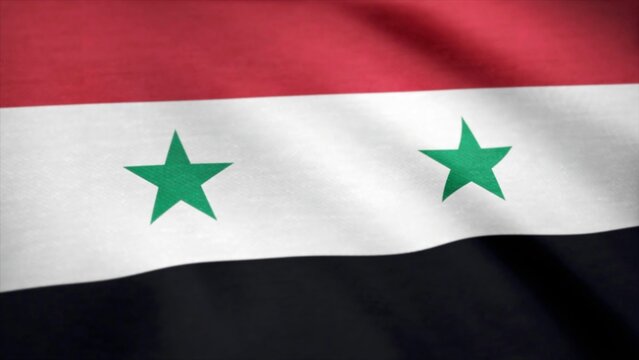 Flag of Syria. Syria flag waving at wind animation