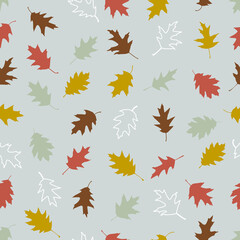 Vector seamless pattern with illustration of autumn leaves