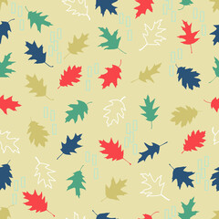 Vector seamless pattern with illustration of autumn leaves