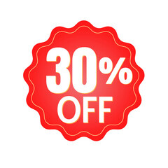 30% percent off, with red sticker design (banner) and luminosity detail in the center, online discount, mega sale, vector illustration