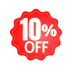 10% percent off, with red sticker design (banner) and luminosity detail in the center, online discount, mega sale, vector illustration