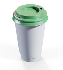 Paper cup for hot drinks on white background 3d render