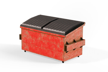 Recycling bin with recycling symbol 3d render