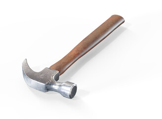 Black and yellow hammer with a rubberized handle isolated on white 3d render