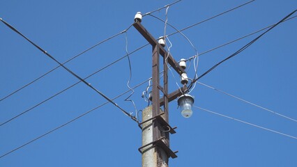 Electric pole with wires.