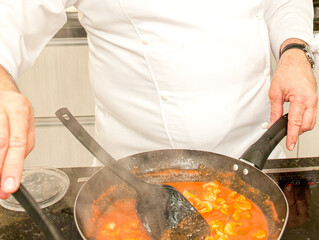 .Haute cuisine dishes being prepared by the Chef.