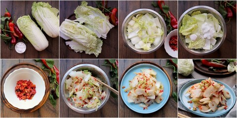 Step-by-step recipe for pickled Beijing cabbage and hot pepper salad, cooking meals step by step.