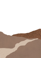 Abstract terracotta earthy landscapes. Collage abstract mountains.  