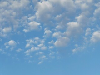 Full frame of pretty blue sky with pale white cloud formation
