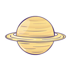 Isolated planet satellite with rings icon Vector