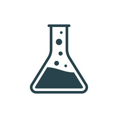 Laboratory beaker icon test tube. Chemistry experimental logo lab bubble vector icon