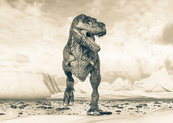 tyrannosaurus rex on ice land
