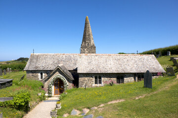 Fototapeta na wymiar Trebetherick Cornwall England 06 22 2022 St Enodoc Church