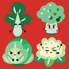 4 cute greens are design by illustrator. 
It can be-printing products, self use, and more.  Even better, you can re-coloring and re-design them to fit your need.